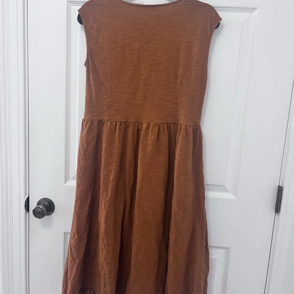 Dark Honey Brown Cap Sleeve Dress - Picture 8 of 8